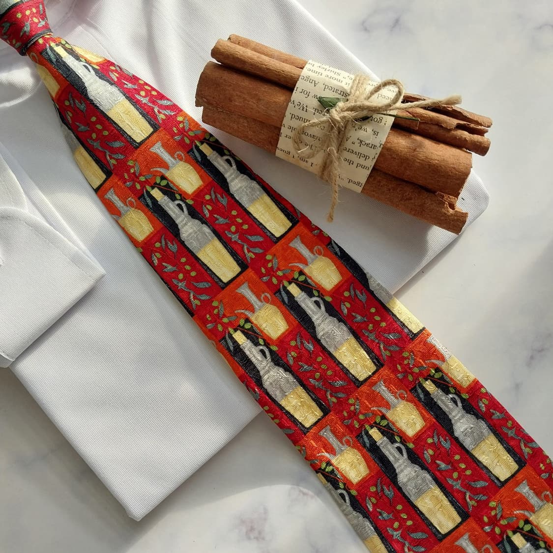 제냐 실크 레드 그래픽 모티브 넥타이 9.9cm A+등급 K1659 상품이미지9