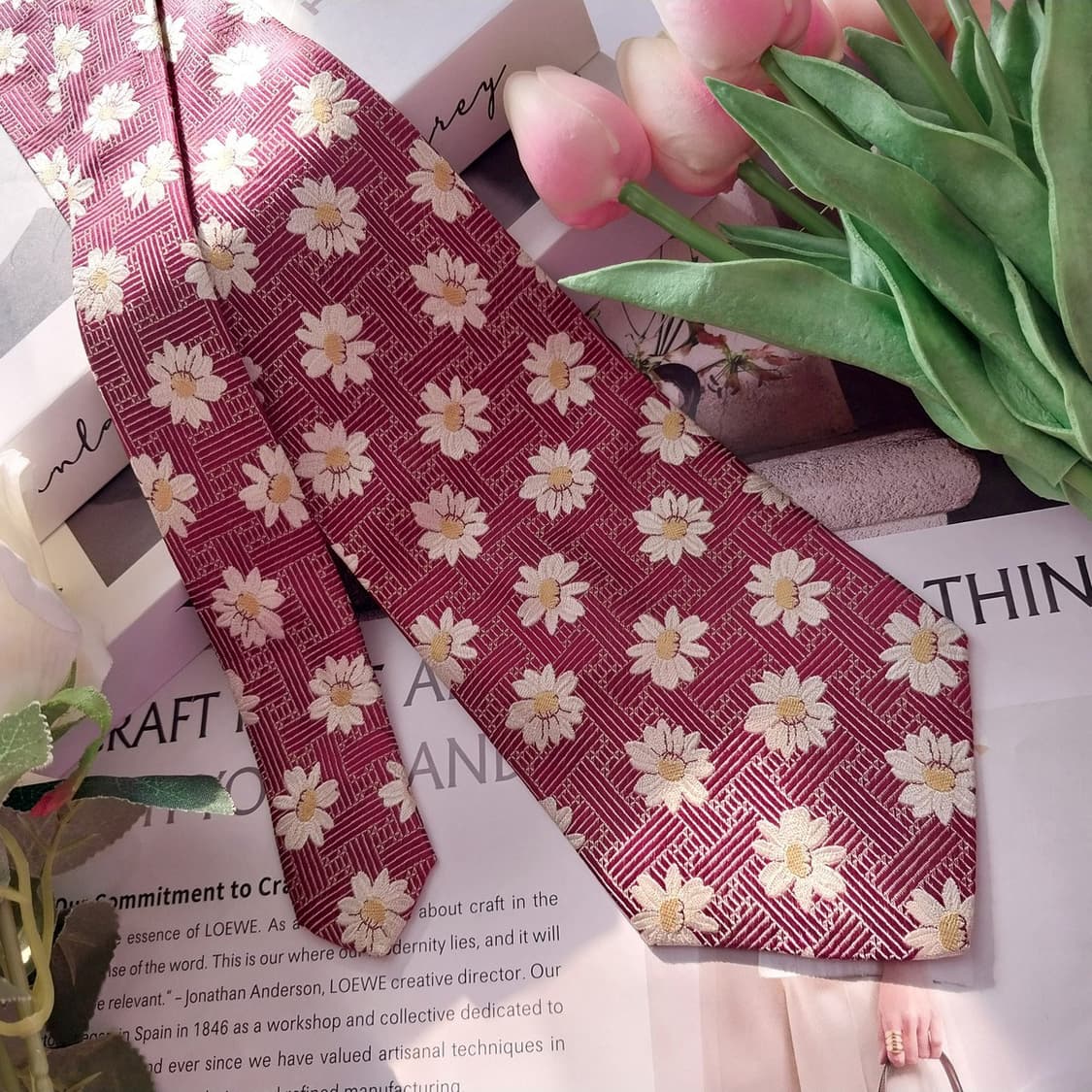 소니아 리키엘 실크 플라워 자카드 넥타이 9.5cm A+등급 K1366
 상품이미지3