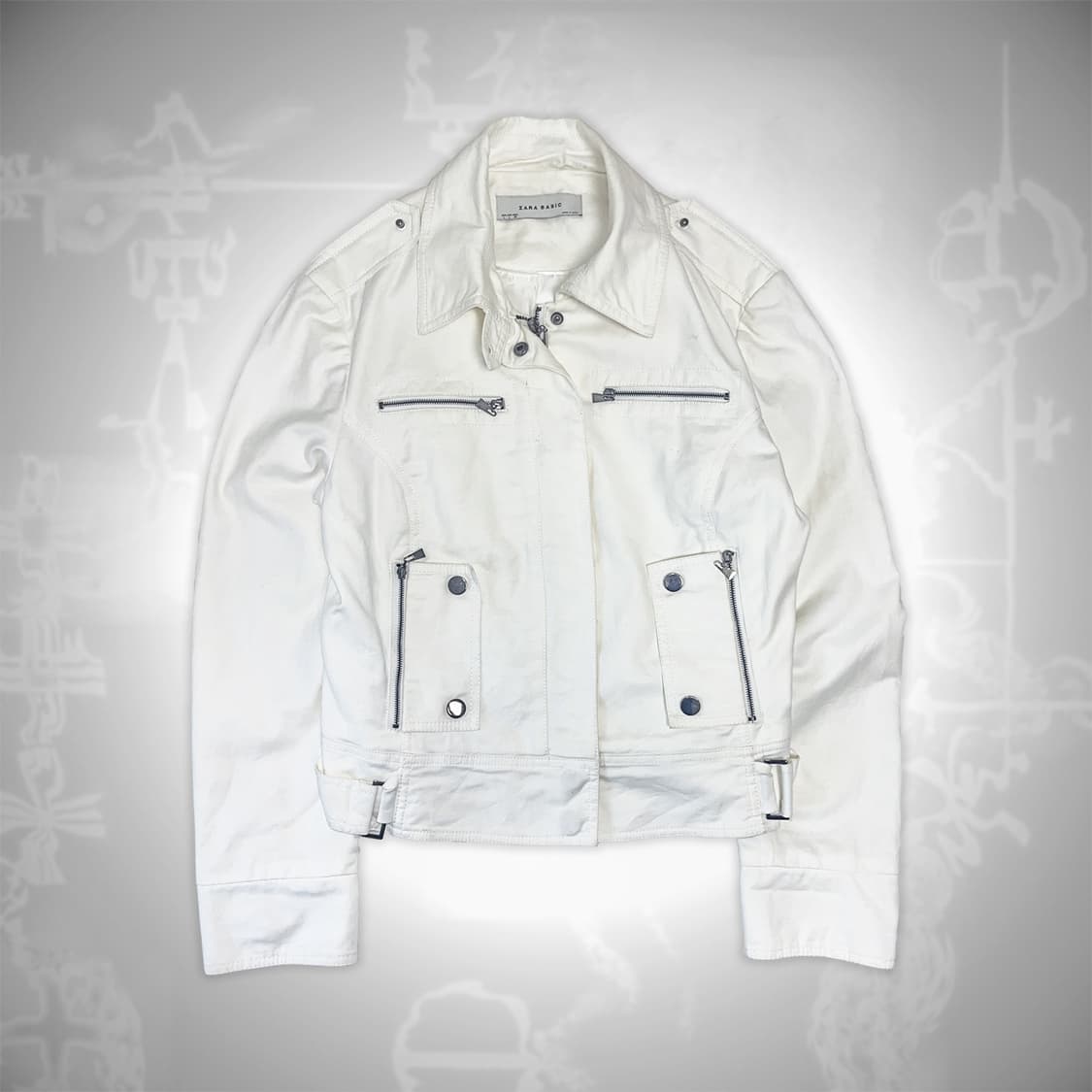 White Cotton Biker Jacket 화이트 코튼 바이커 자켓 상품이미지1