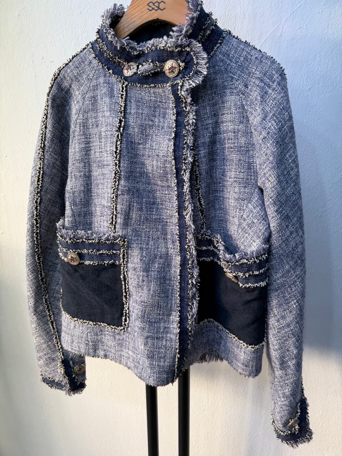 정품) TIME 타임 한섬 트위드 블루 자켓 82 상품이미지3