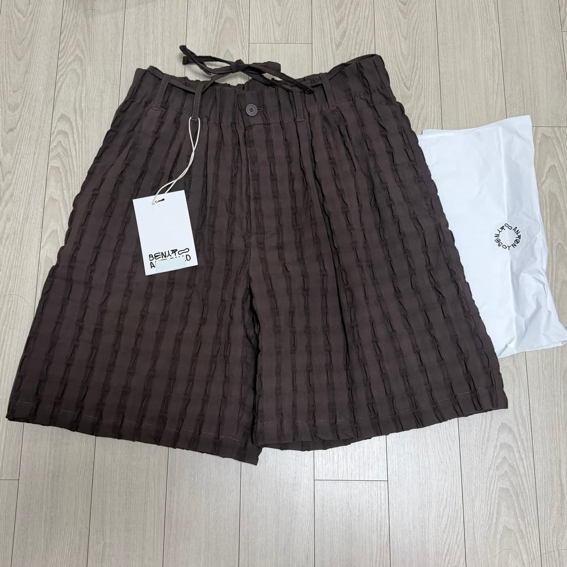 M) 자라 배드버니 벨티드 자카드 버뮤다 팬츠 초콜렛 상품이미지6