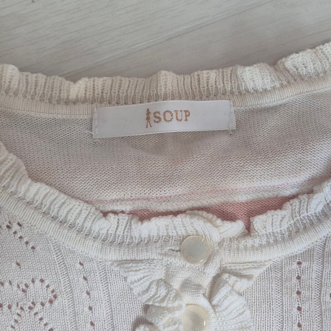 SOUP 핑크 리본 장식 가디건 상품이미지4