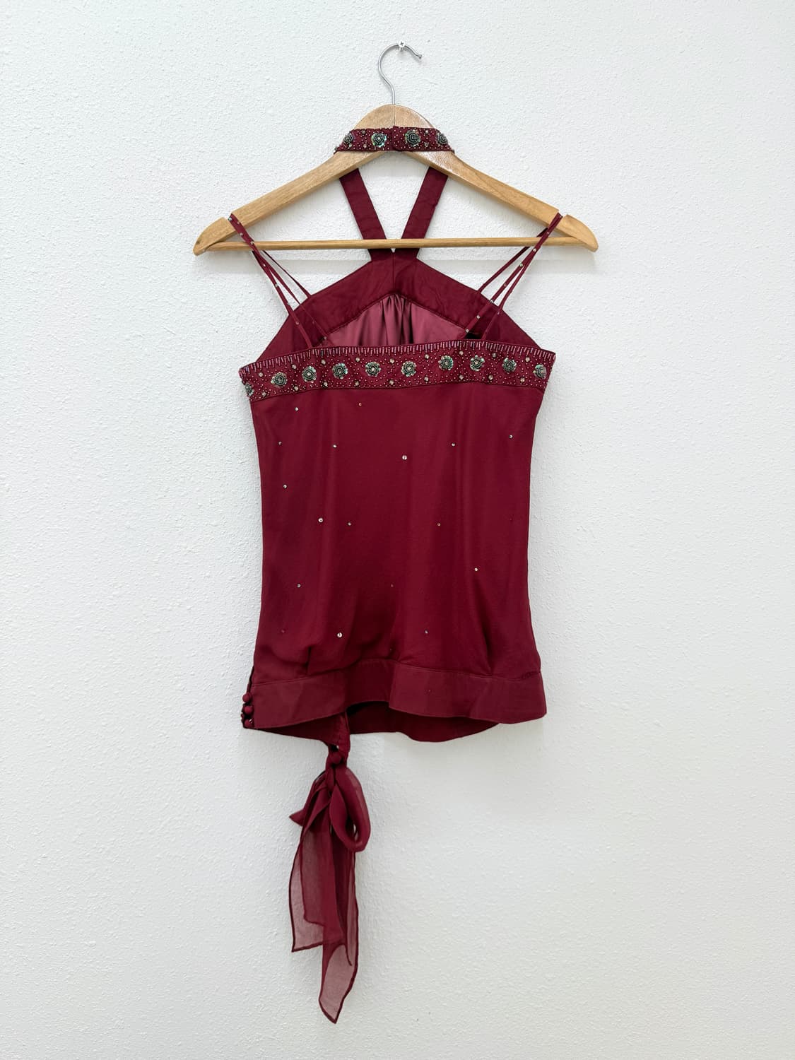 빈티지 레드 홀터낵 비즈 슬리브리스 상품이미지5