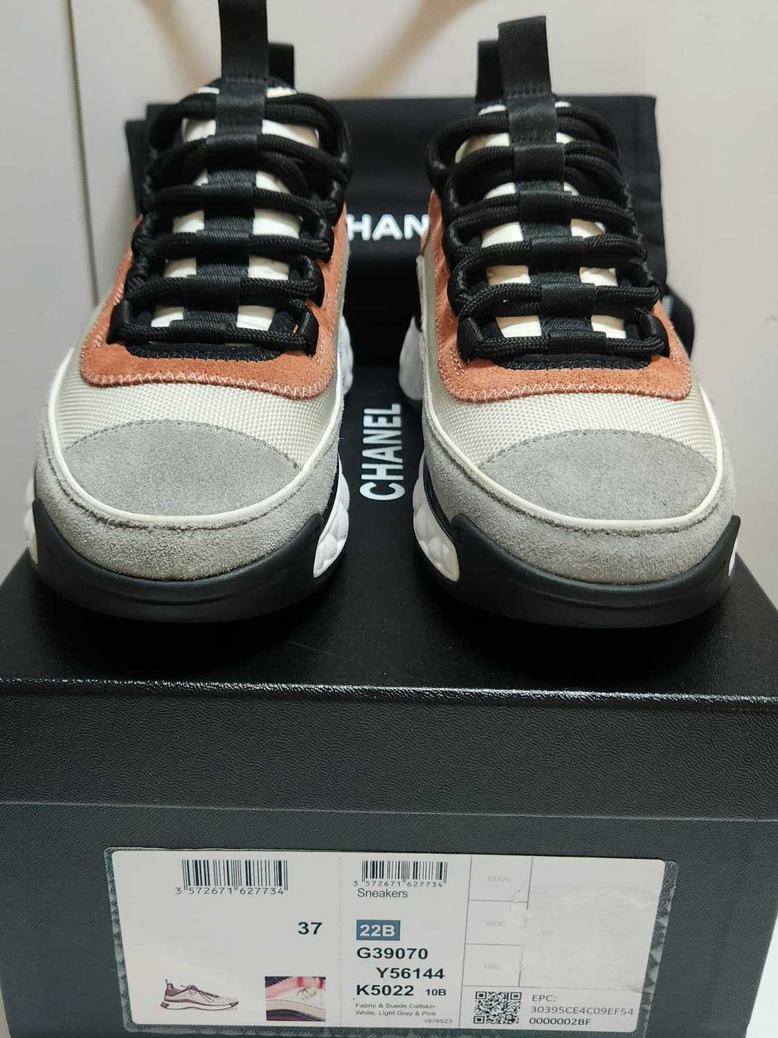 [정품 ] 샤넬 스니커즈 운동화 믹스드 파이버 스웨이드 카프스킨화이트37 상품이미지5