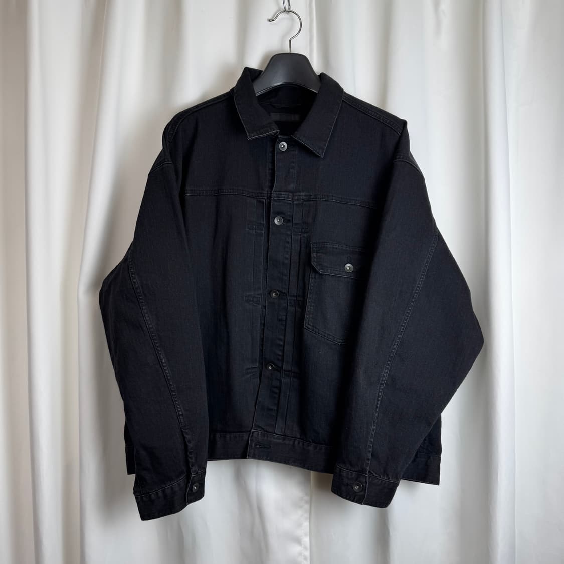 유니클로 데님 트러커 자켓 블랙 다크 그레이 4XL 상품이미지2