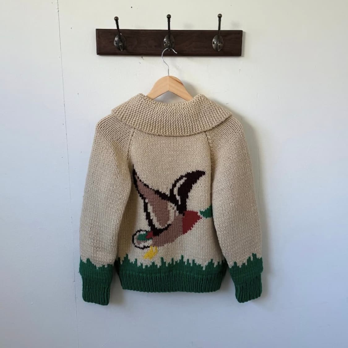 60’s 청둥오리 핸드메이드 니트 집업 상품이미지4