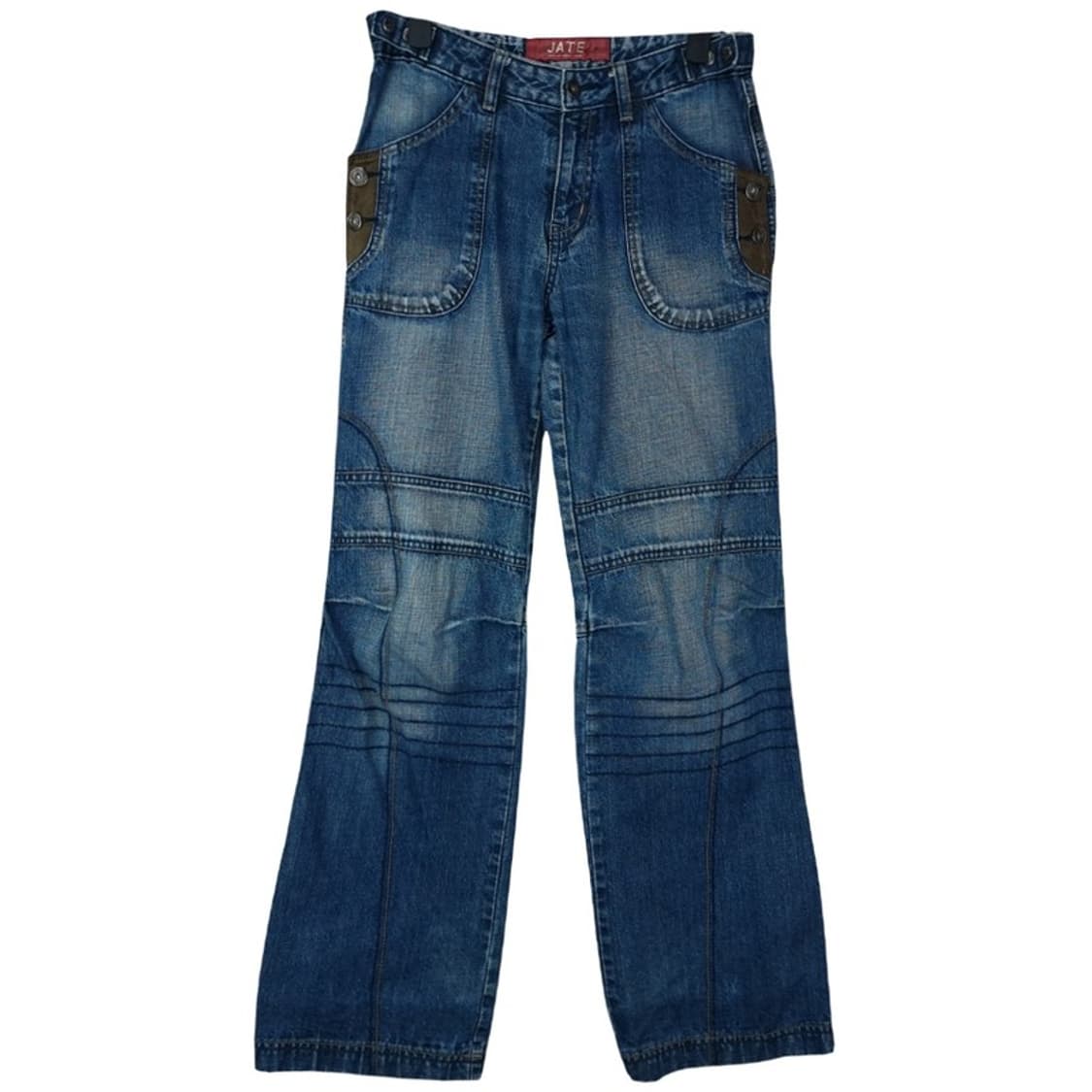 [빈티지] 워시드 바이커 디테일 데님 팬츠 청바지 M17847 상품이미지2