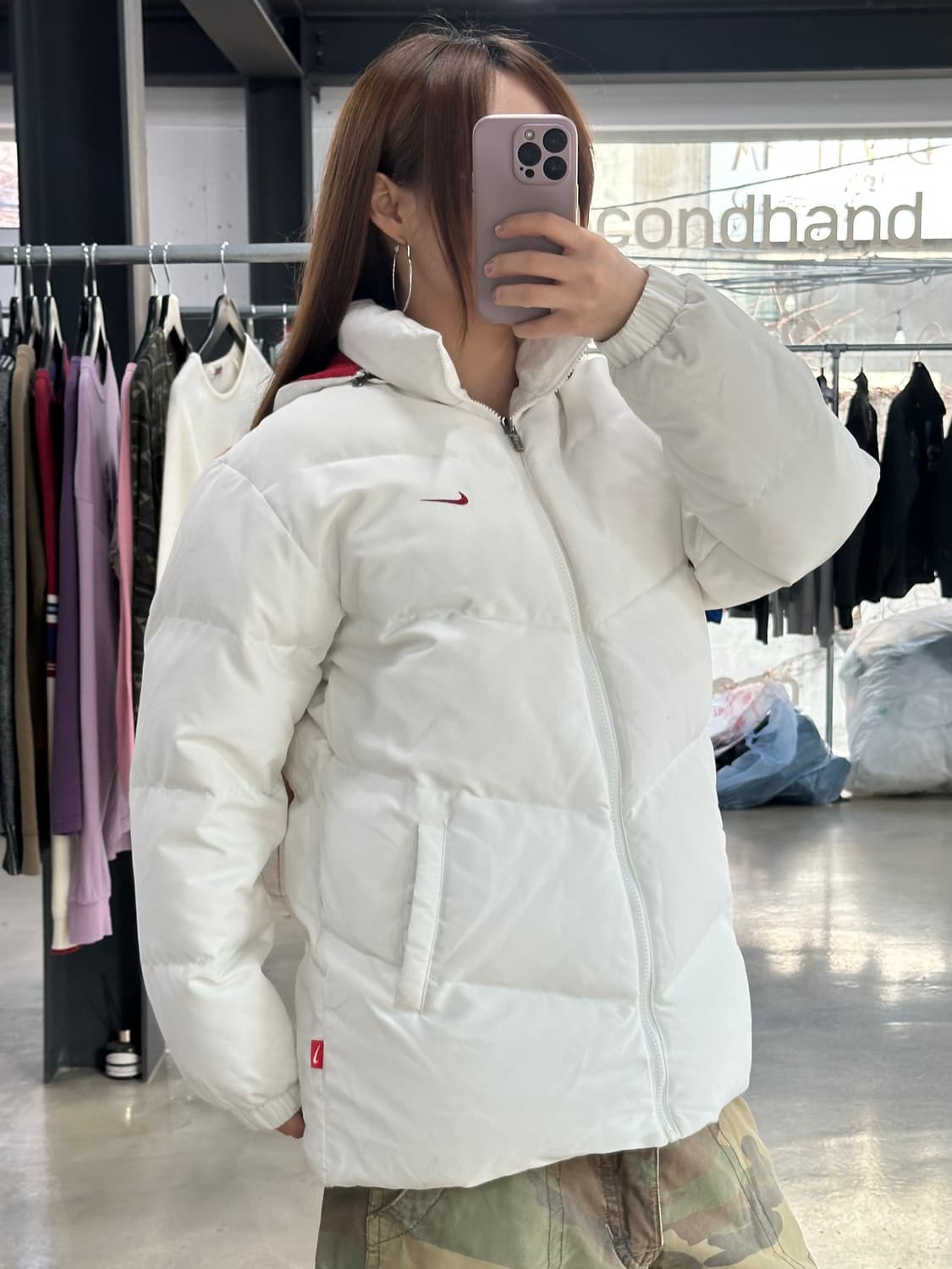 나이키 뉴챔프 스우시 패딩 화이트 상품이미지1