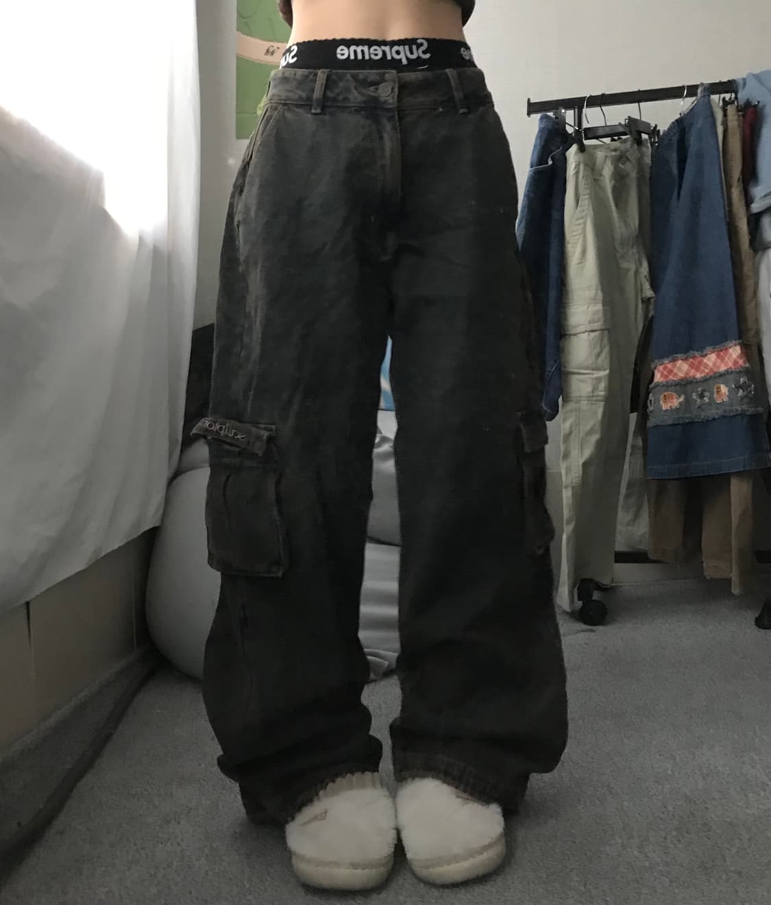 스컬프터 워시드 데님카고팬츠 상품이미지1