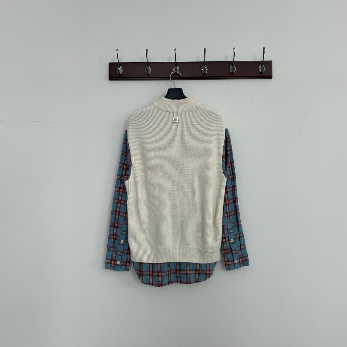 솔리드옴므 니트 베스트 레이어링 오버핏 체크 셔츠 상품이미지2