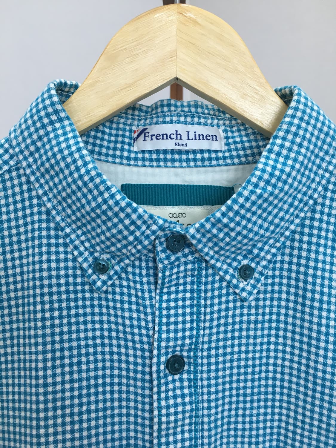 jpn빈티지 하늘체크패턴 7부셔츠 상품이미지4