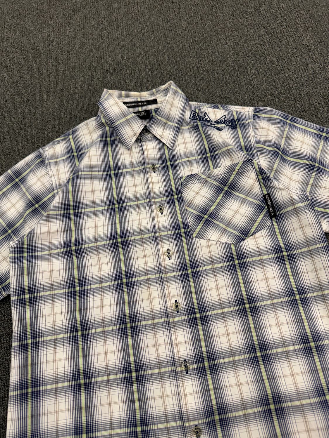 OS)Bad Boy 빈티지 자수 체크 반팔셔츠 상품이미지2