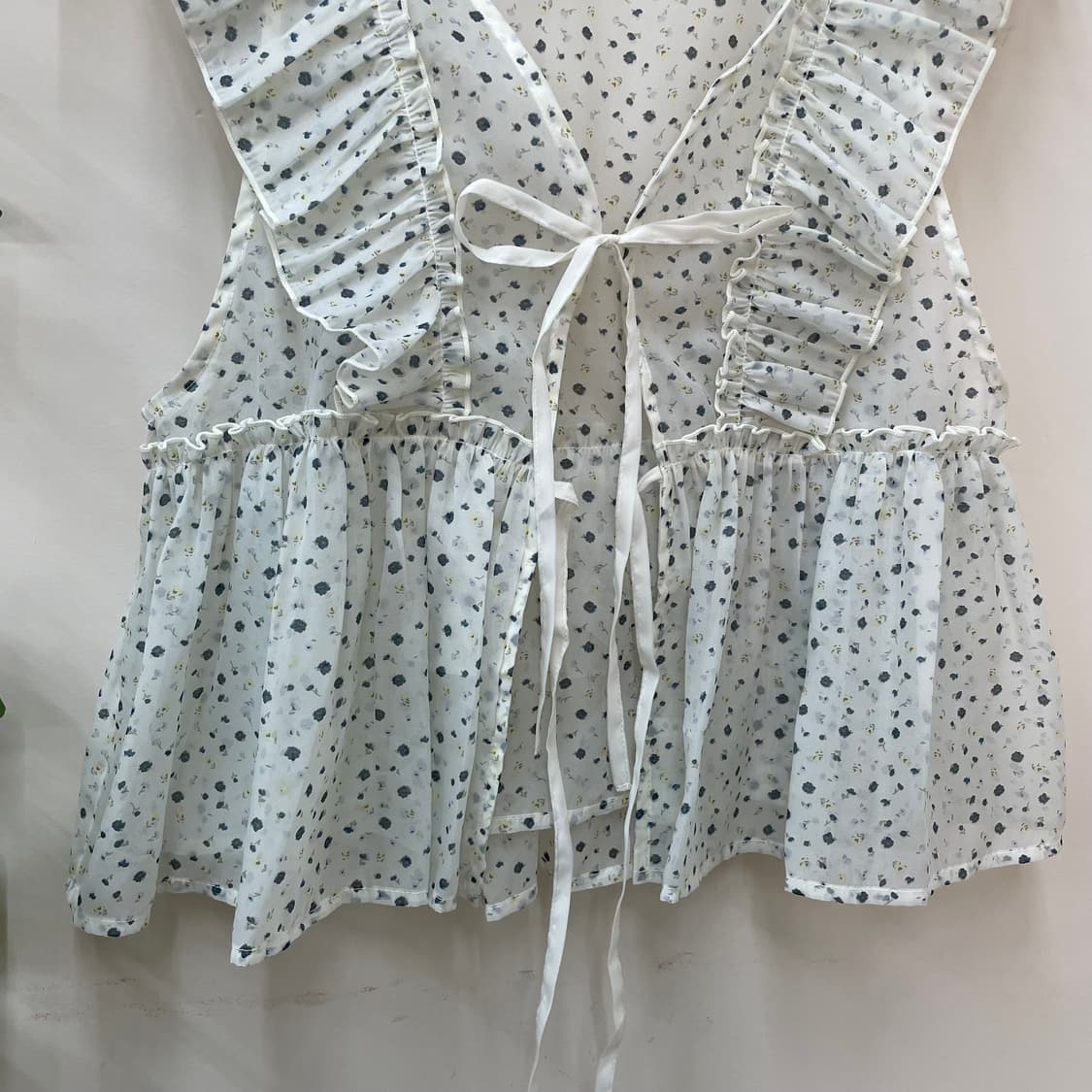 페어리 모리 잔꽃 아일릿 리본 프릴 베스트 상품이미지2