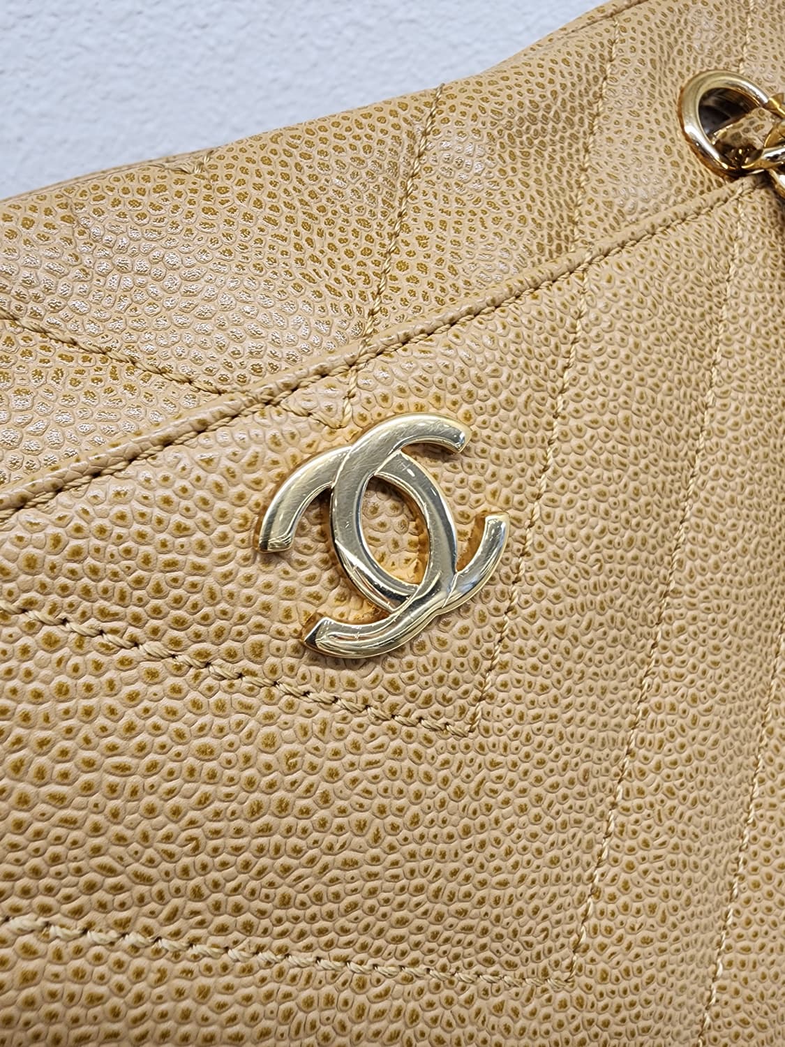 샤넬 빈티지 쉐브론 캐비어 체인 숄더백 베이지 #6 상품이미지7