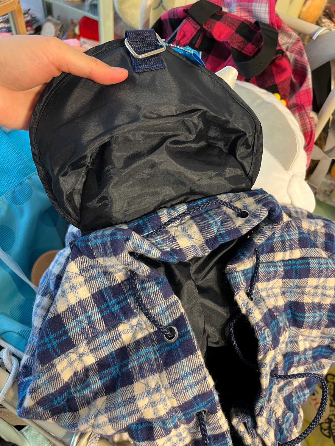 오일릴리 블루 체크 백팩🌀 상품이미지9