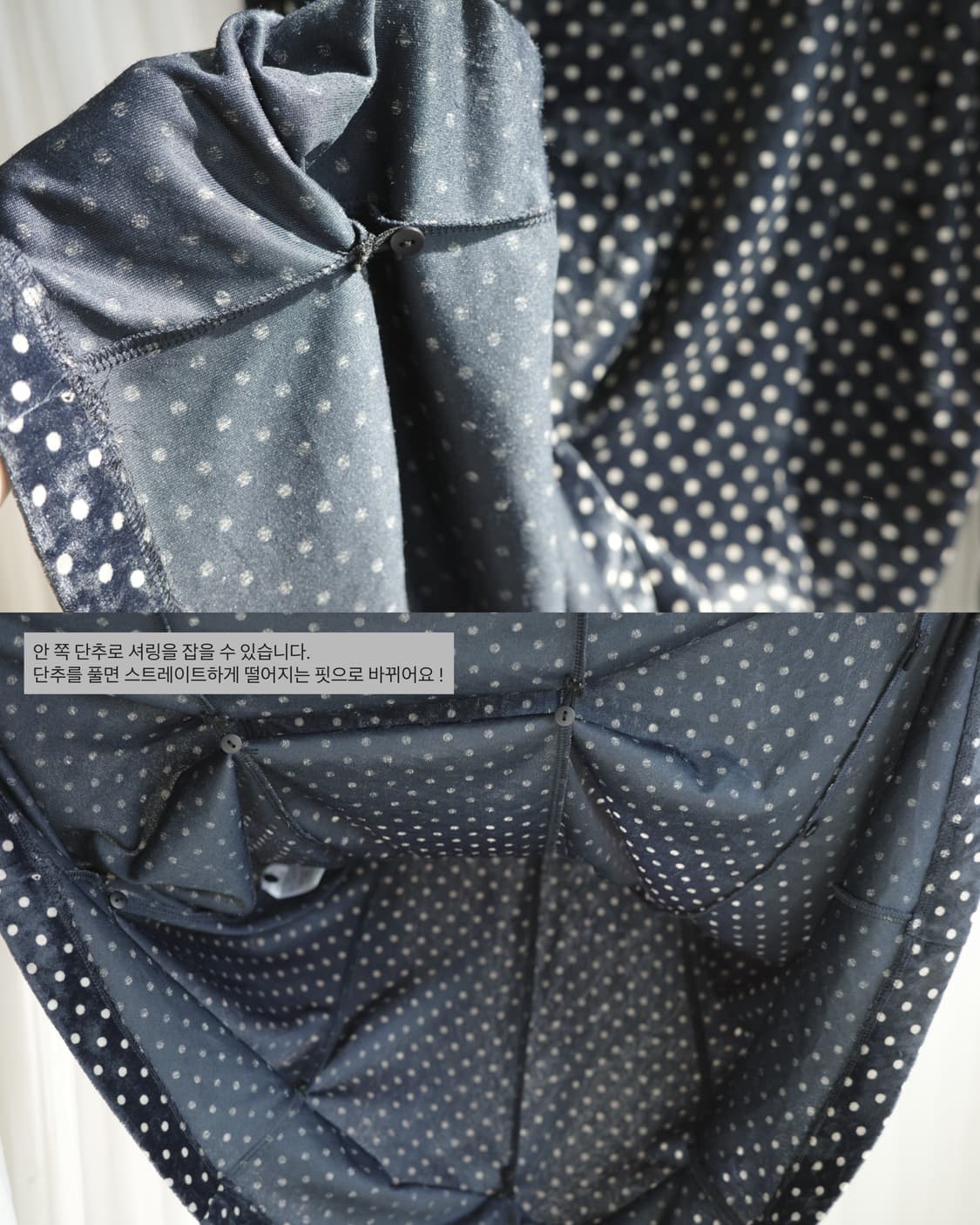 Navy dot velvet one-piece 상품이미지5