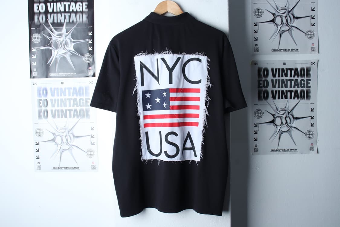 (L-XL) 펠틱스 반팔 카라 티셔츠 성조기 블랙 올드스쿨-H31372 상품이미지6