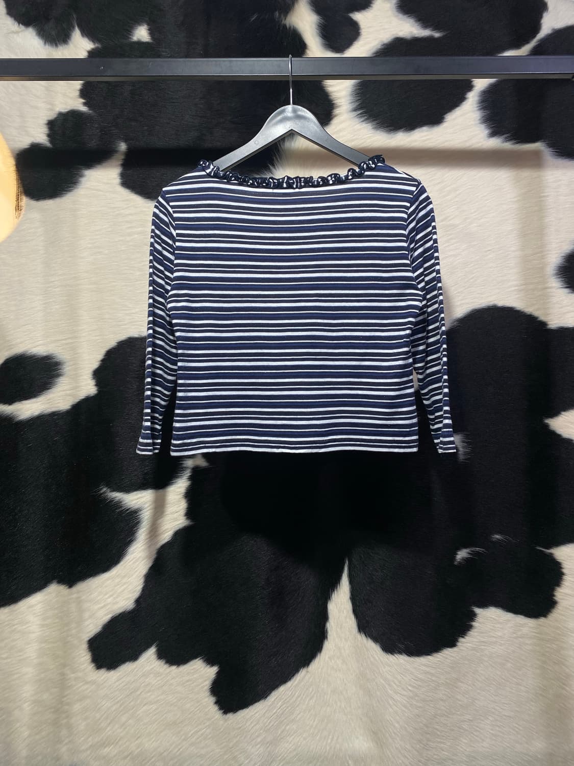 Courreges 프릴리본 디테일 스트라이프 7부 슬리브 상품이미지5
