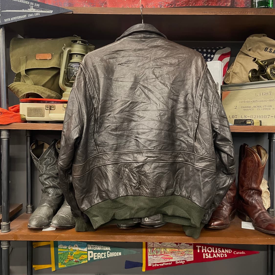 90s Harry Layne 레더 클로스 A2 리얼 레더 가죽 자켓 상품이미지2