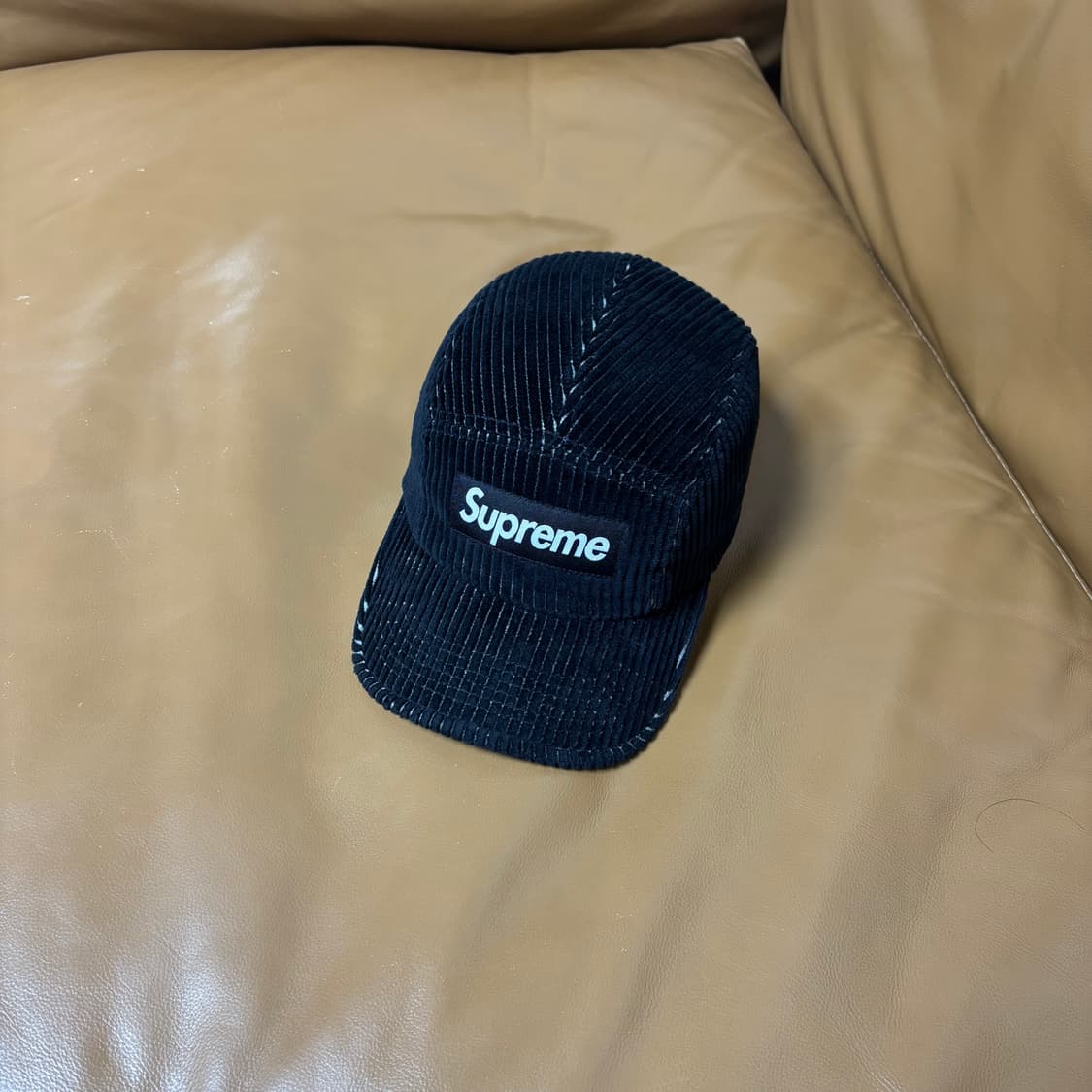 슈프림 캠프캡 모자 박스로고 23SS 코듀로이 투톤 블랙 상품이미지1