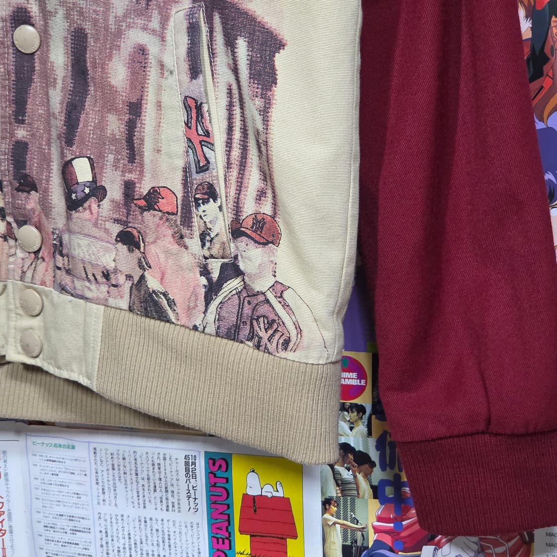 엠엘비 뉴욕 양키스 베이지 빈티지 프린팅 바시티 자켓 상품이미지5