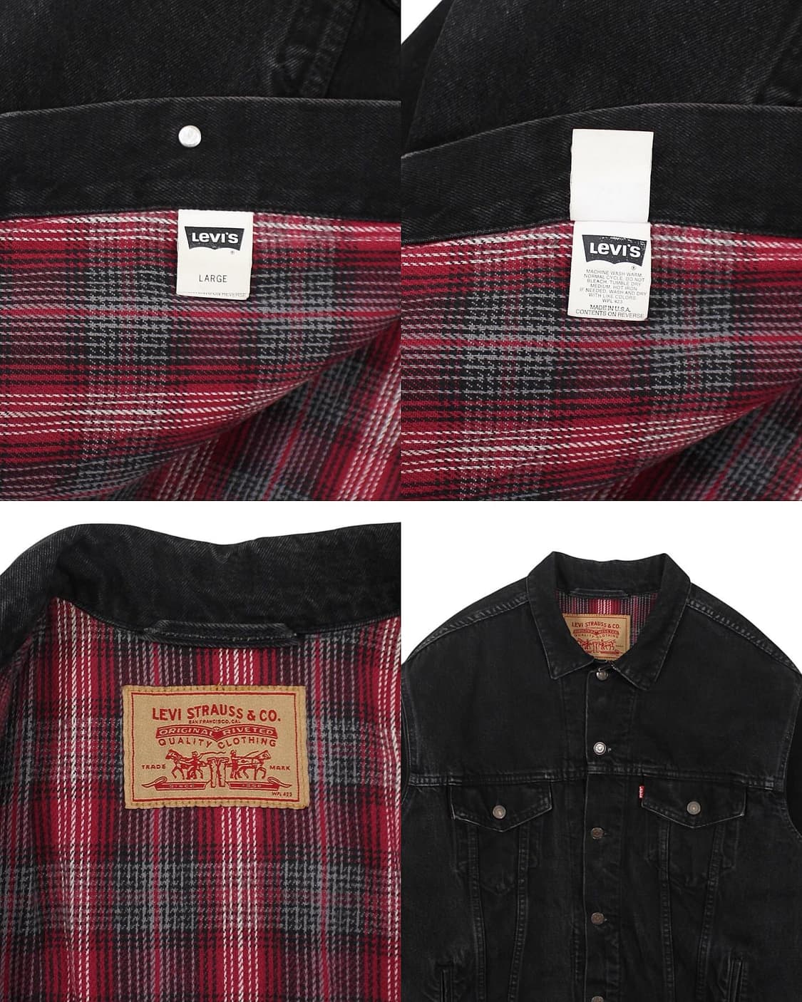 1995 USA 리바이스 70699-4159 블랙 데님 자켓 플란넬 안감 상품이미지5