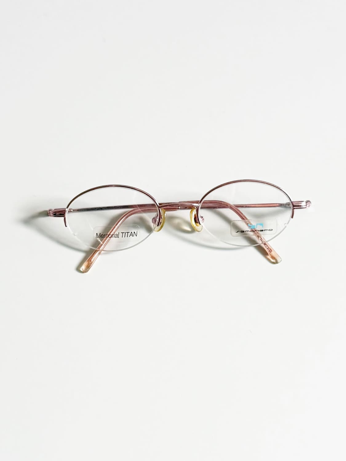 SEMONEMO 핑크 티타늄 오벌 반무테 빈티지 안경 상품이미지2