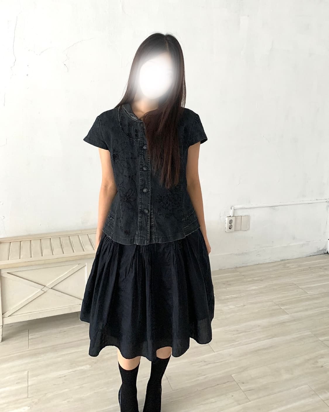 Black Pleated Midi Dress 상품이미지7