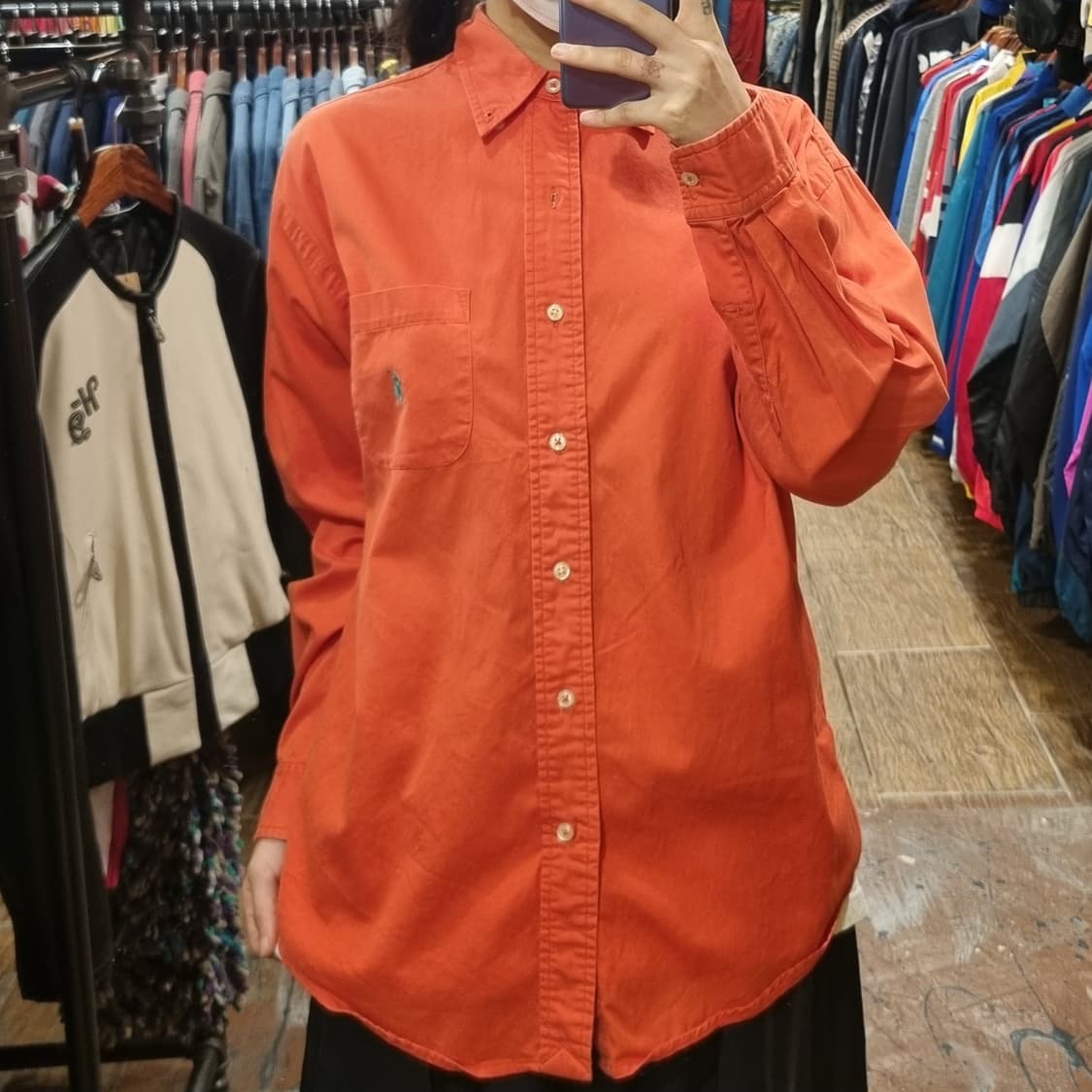 [Hi] 폴로 긴팔 셔츠 오렌지 상품이미지2