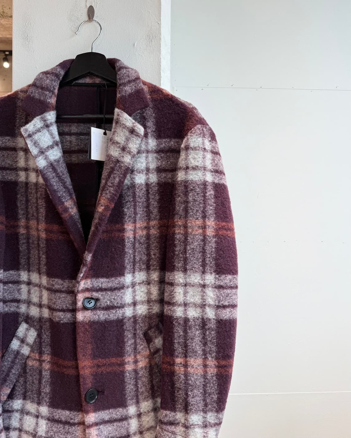 데이비드 나만 퍼플 체크 패턴 라나버진 울 자켓  상품이미지5