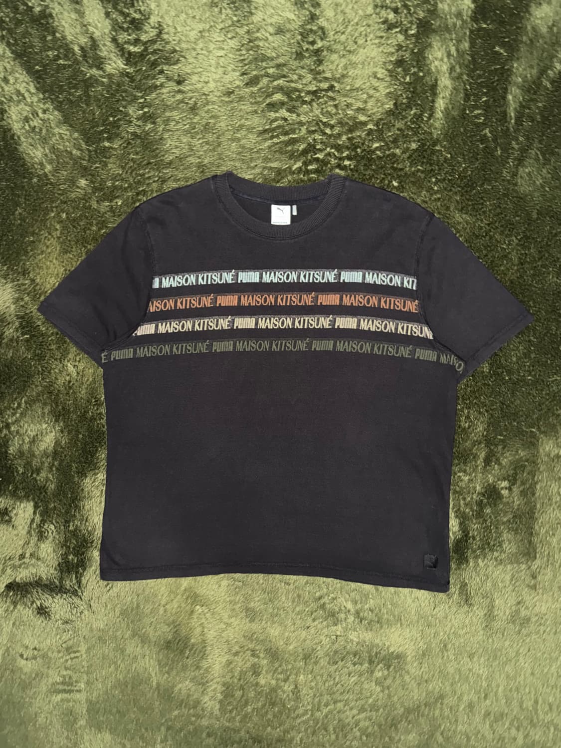 [XL] 푸마 X 메종 키츠네 콜라보 자카드 티셔츠 블랙 상품이미지1