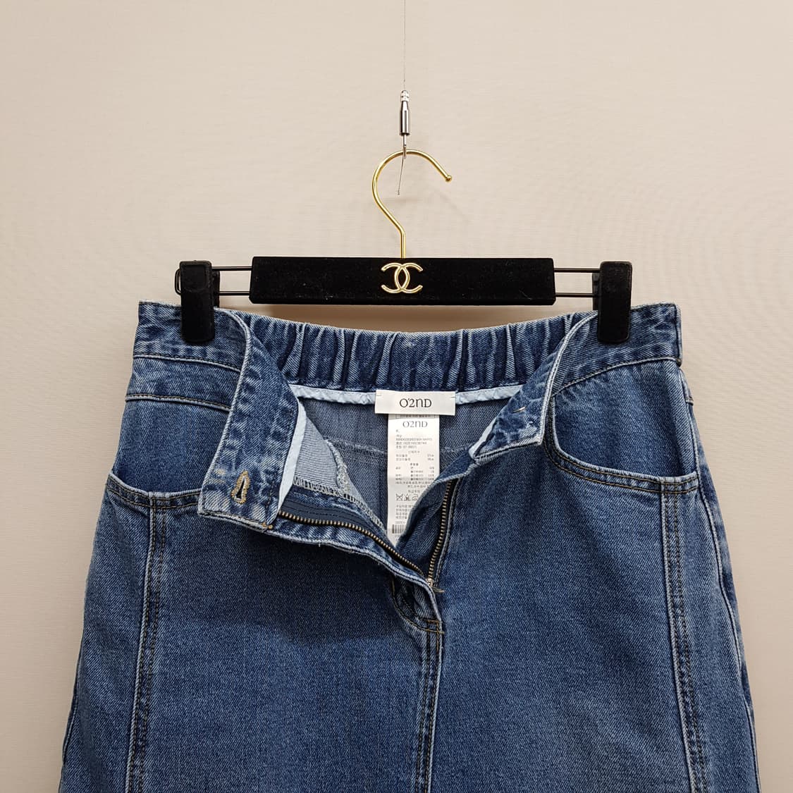 O2nd 2024 인디고 데님 플레어 롱 스커트 67-98사이즈 상품이미지2