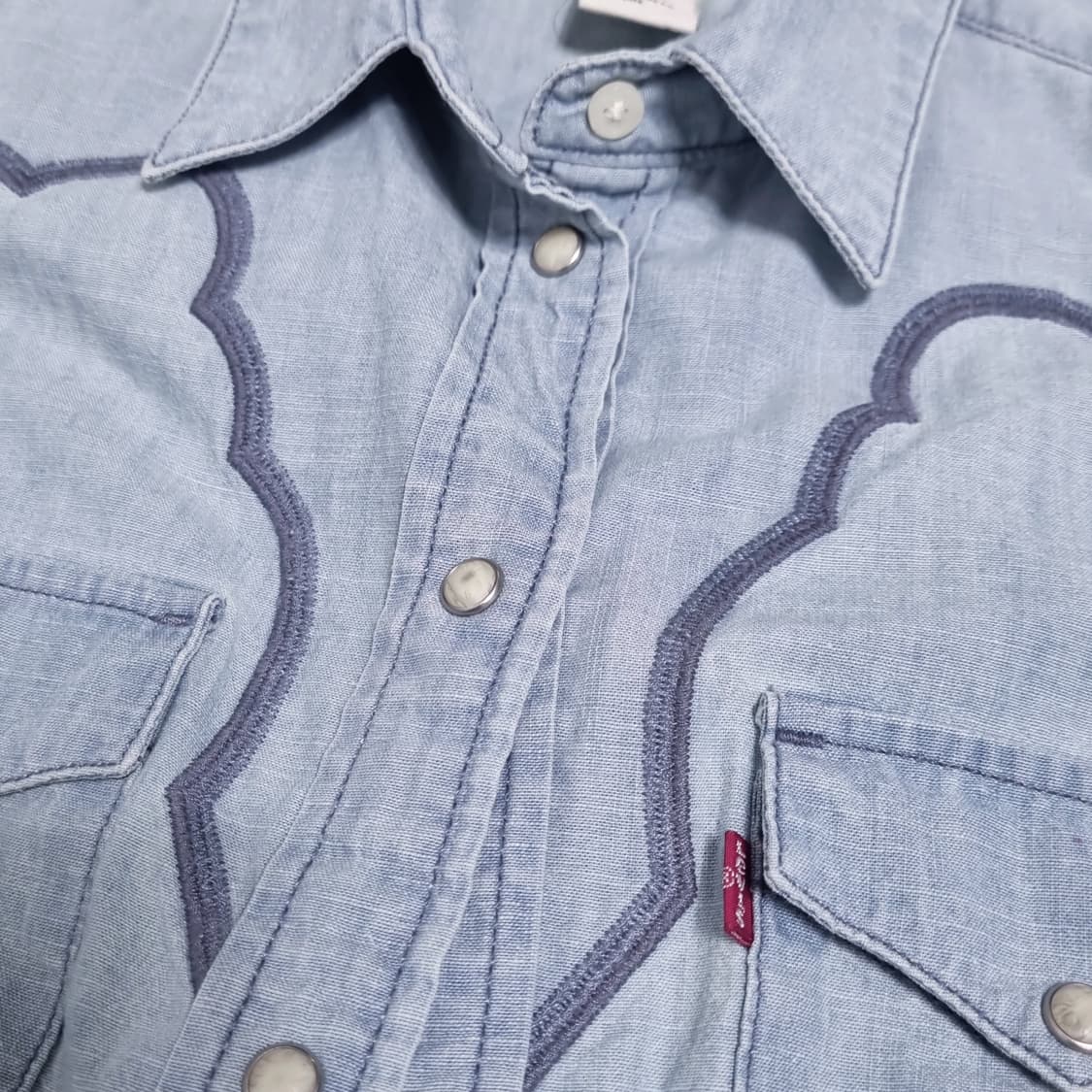 빈티지 리바이스 웨스턴 연청 데님 셔츠 여자 XS 청자켓 긴팔 상품이미지7