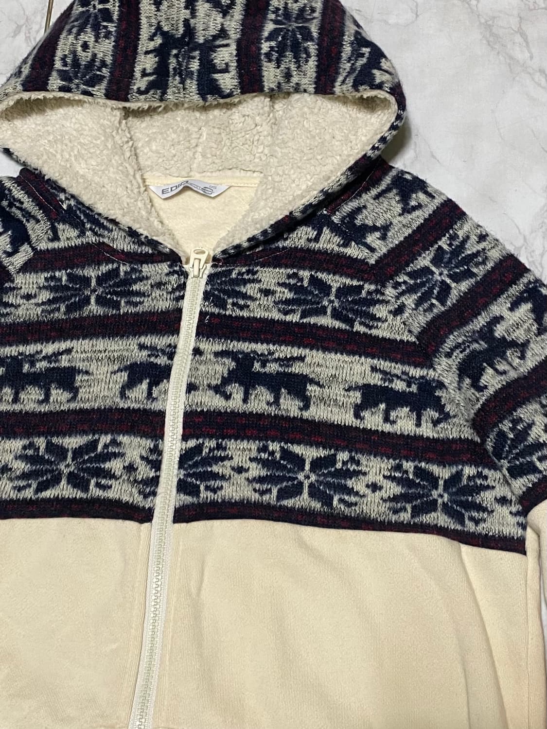 노르딕 패턴 후드집업 코위찬 스타일 95 사이즈 상품이미지3