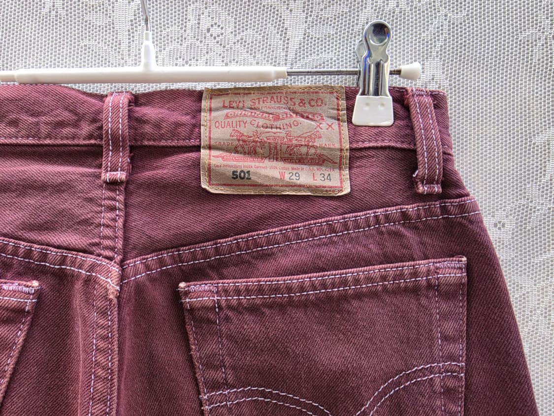 90s 리바이스 501 와인컬러진 (made in usa) 상품이미지5