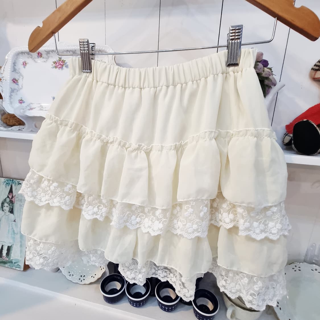 아이보리 케이크 레이스 스커트 상품이미지3