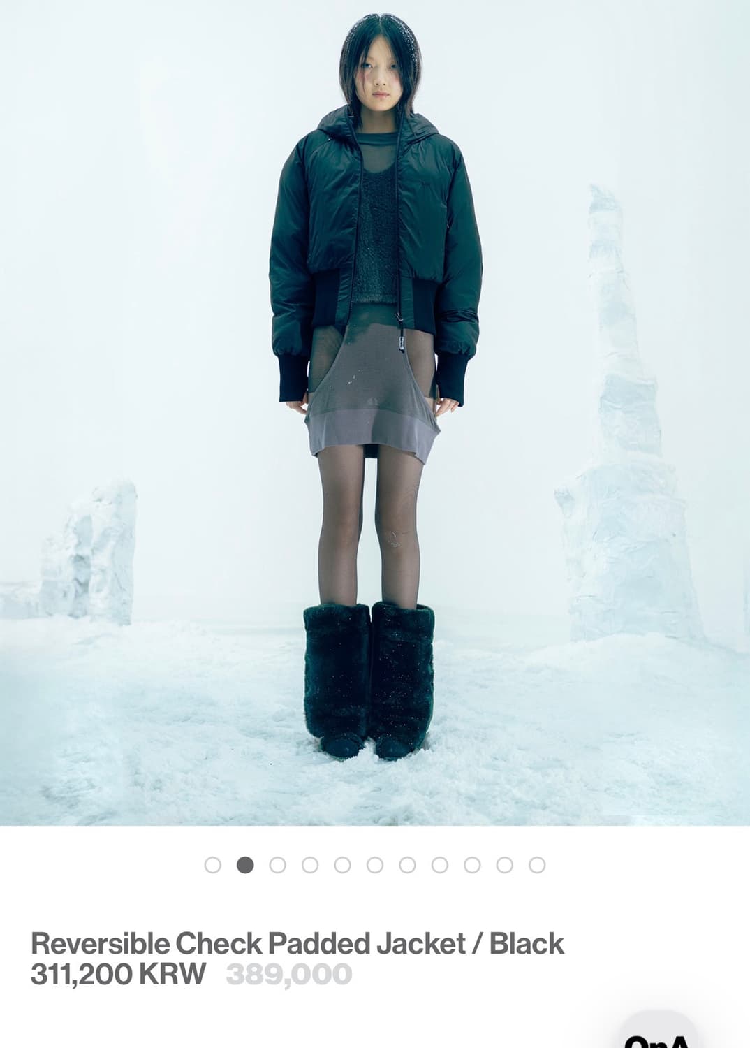 오호스 Reversible Check Padded Jacket Black 상품이미지1