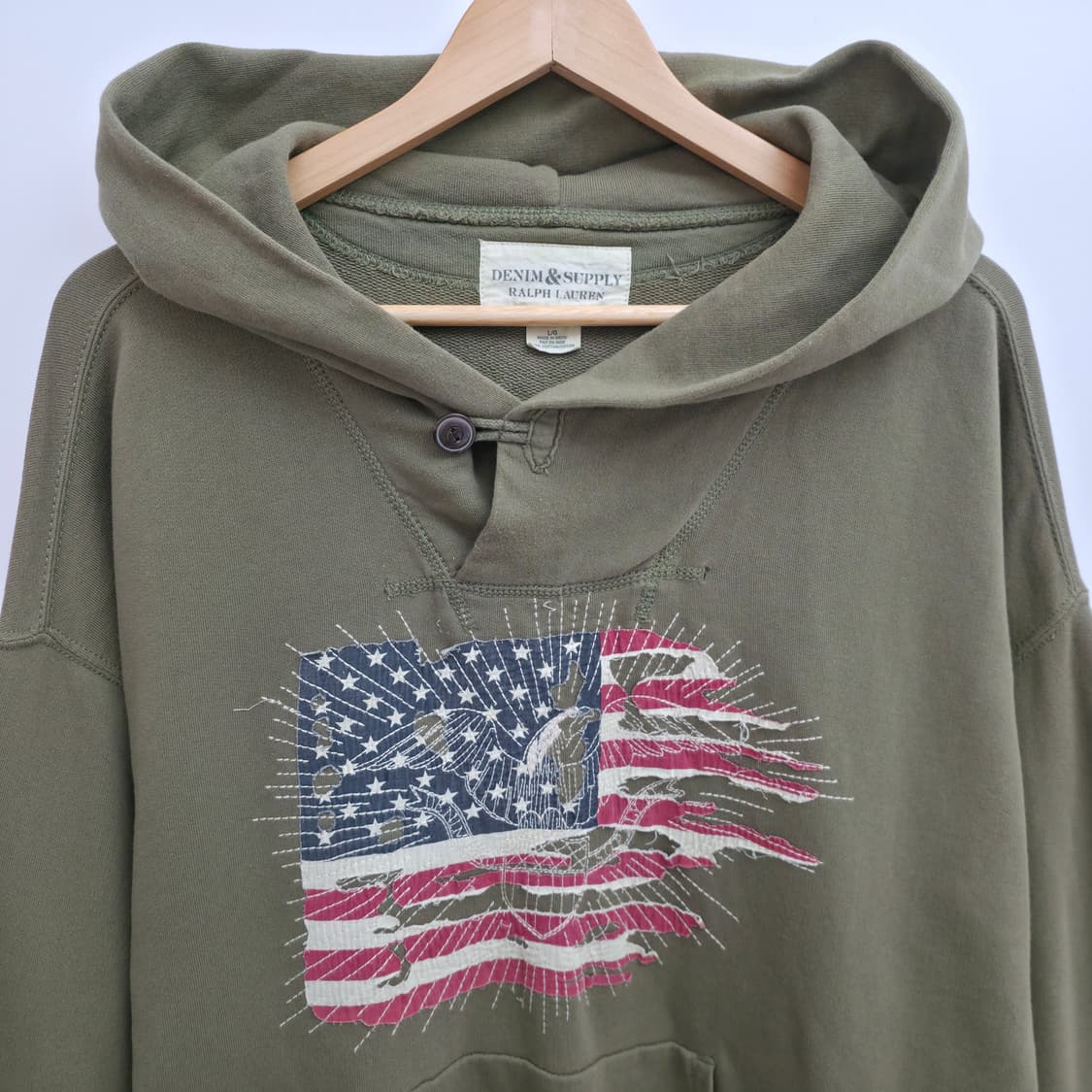 [L] 폴로 데님앤서플라이 성조기 후드티 카키 상품이미지2