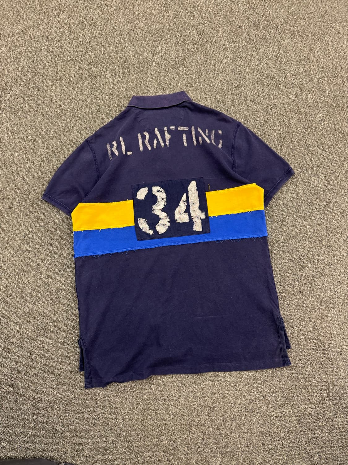 L)90’s 폴로 랄프로렌 빈티지 패치워크 럭비 반팔 티셔츠 상품이미지4