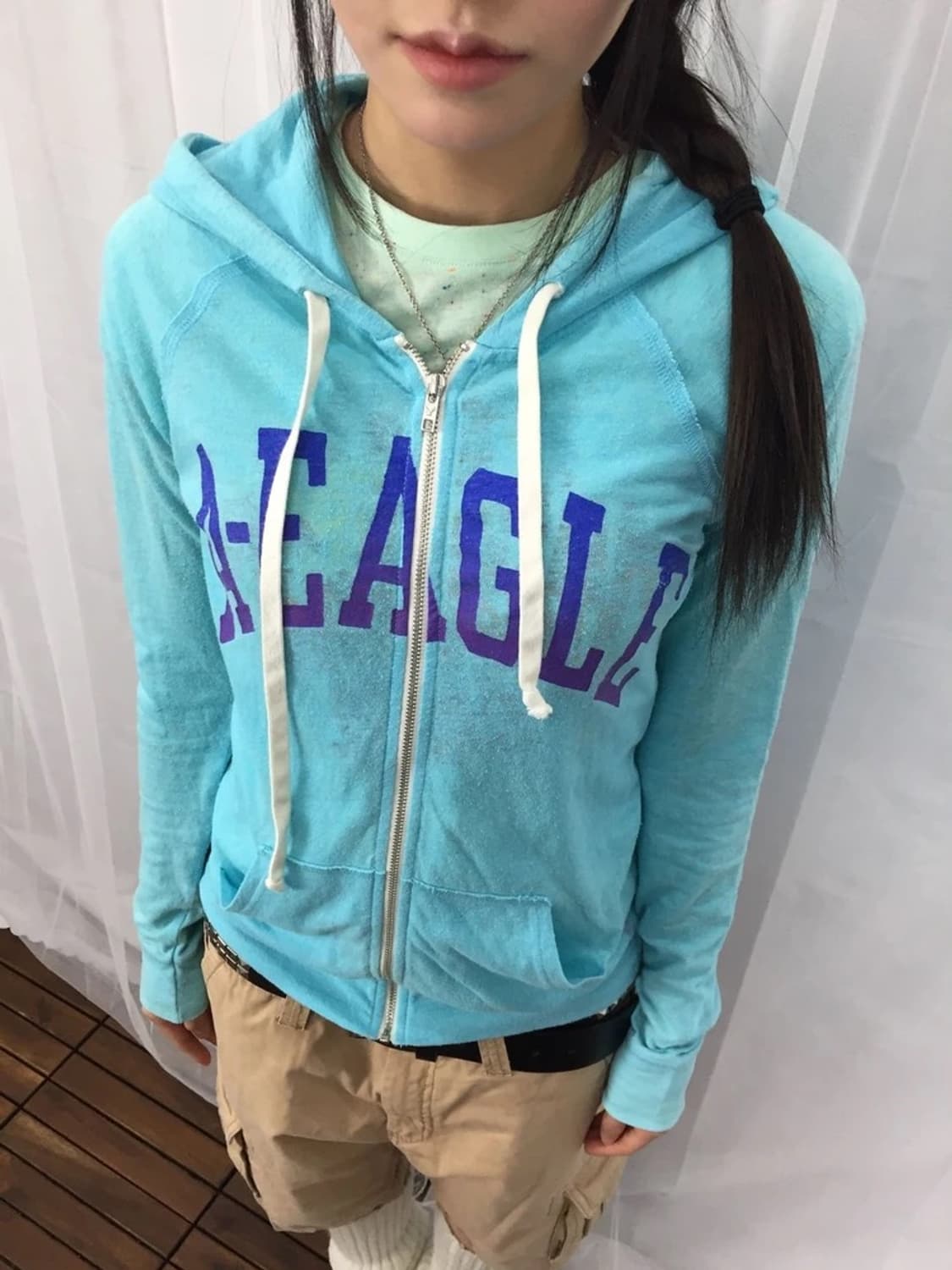 American Eagle Sky Blue Zip Hoodie 상품이미지2