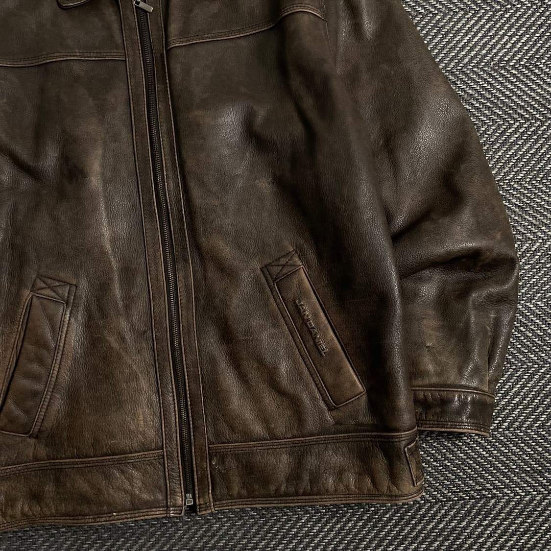 Jan daniel 워시드 카우 가죽 레더 자켓y 3894 상품이미지4