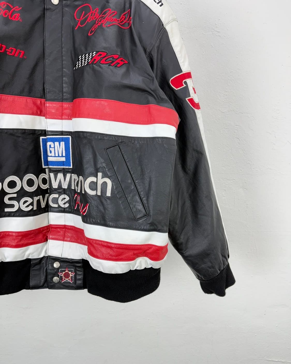 체이스 어센틱 90s 나스카 데일 레이싱 레더 자켓 상품이미지5