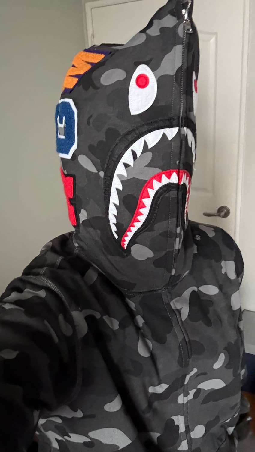 베이프 샤크 후드집업 흑계 블랙 상품이미지5