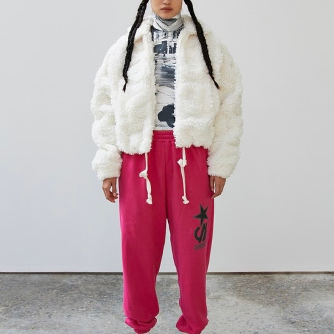 seo 에스이오 시어링 점퍼 퍼 자켓 화이트 상품이미지1