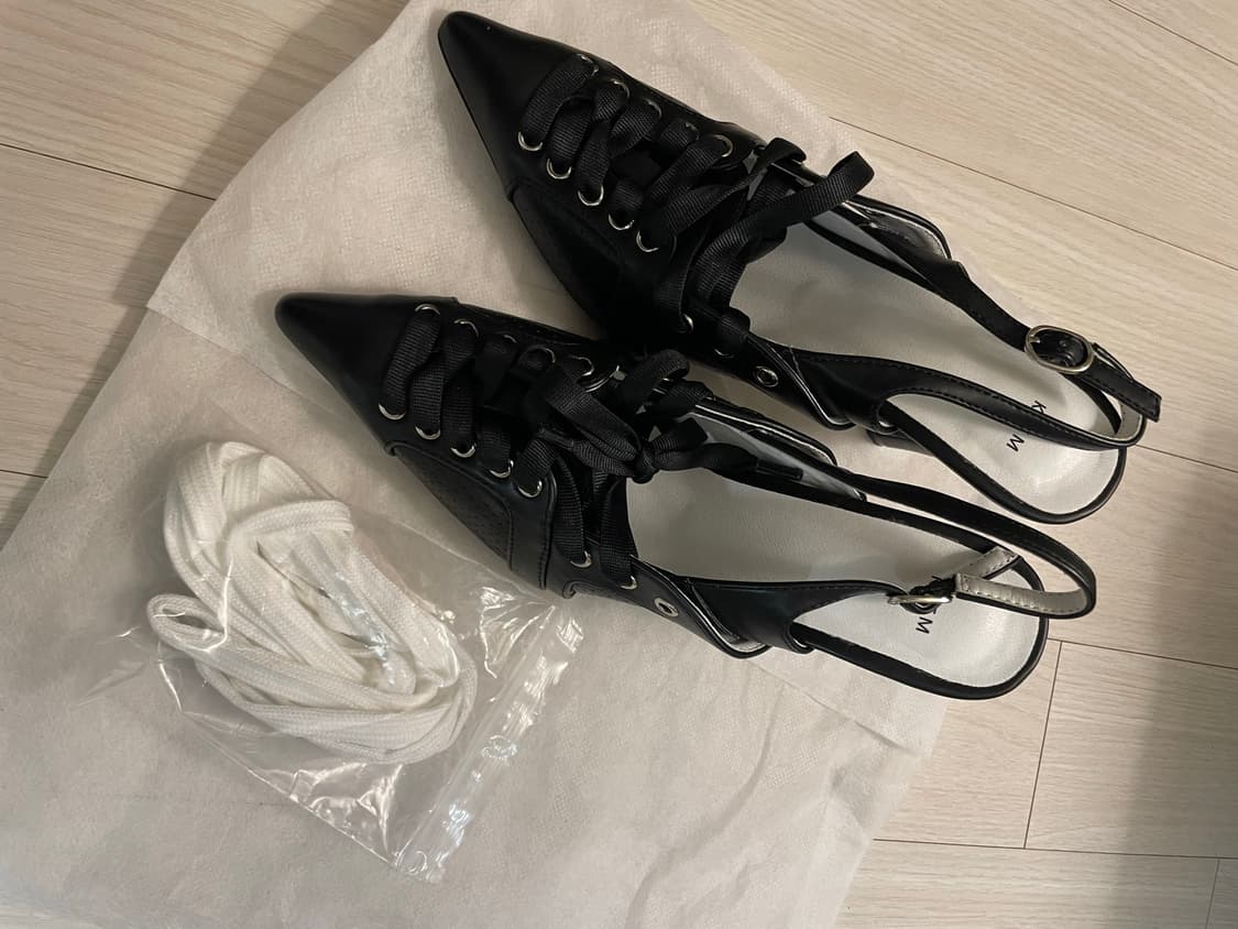 블랙 레이스업 슬링백 스트랩 힐 250 상품이미지3