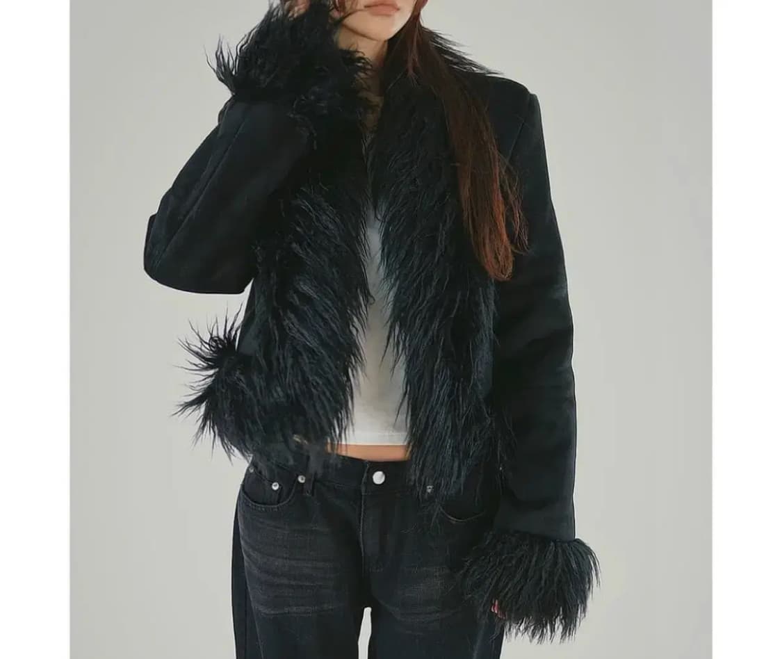 블랙 퍼 무스탕 자켓 상품이미지2