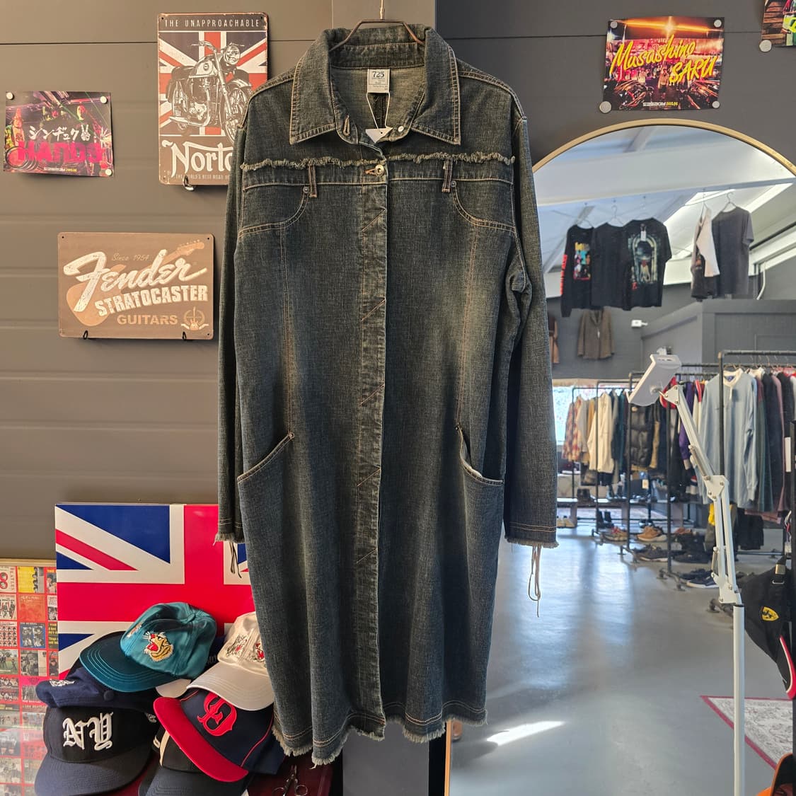 아메리칸빈티지 웨스턴 데님 원피스 롱 청자켓  상품이미지1