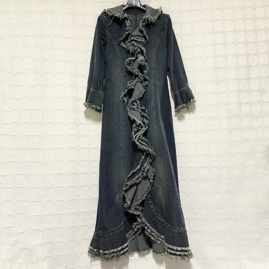 Japanese Vintage 태슬 레이스 데님 롱코트 상품이미지4