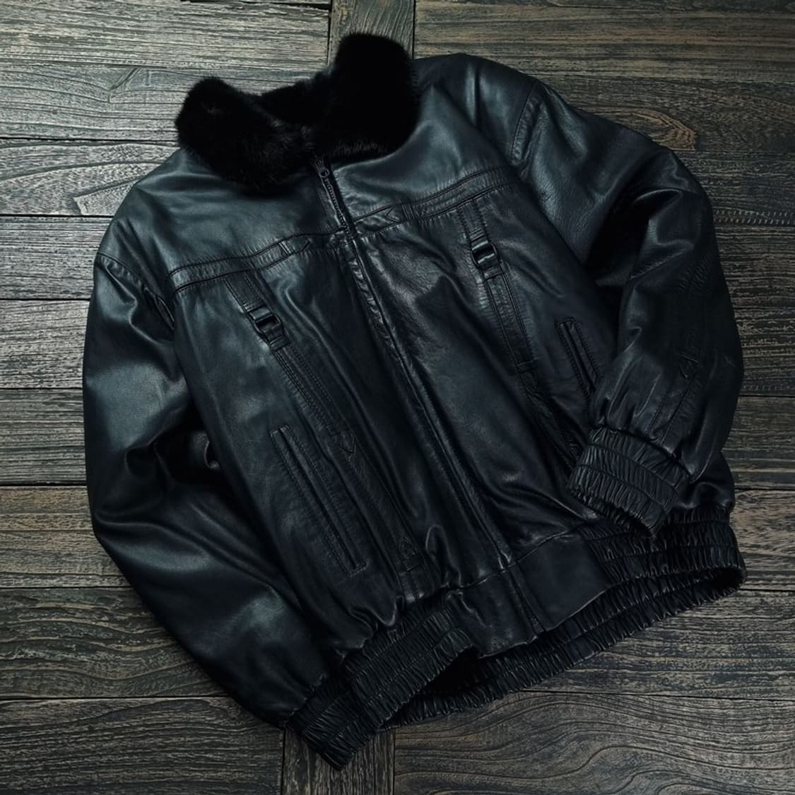 [빈티지] 리얼 램스킨 밍크퍼 양면 가죽 봄버 자켓 P01363 상품이미지1