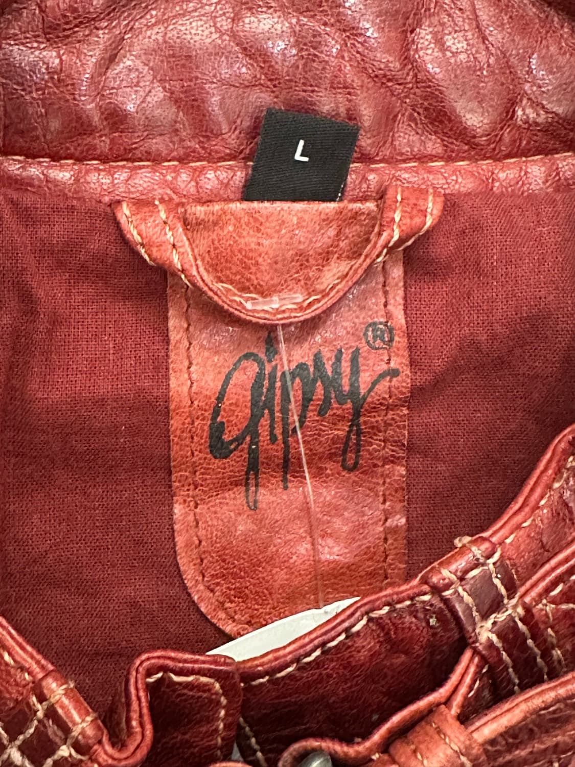 L)Japanese vintage 여성 버건디 레더자켓 상품이미지4